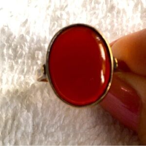18k ❤️Oval Carnelian ❤️18k Stamp ❤️yellow gold Ring❤️❤️❤️❤️❤️